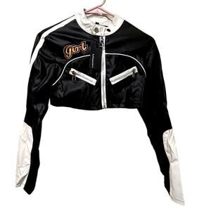 Y2K Grunge 90s E-Girl Moto Punk Cropped Zip Up Coat